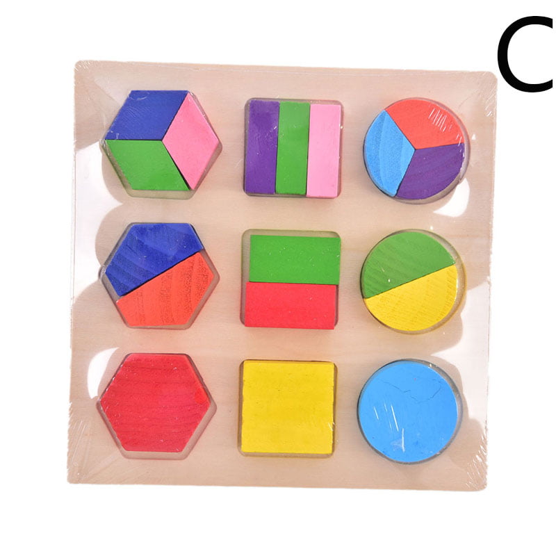 Wooden fraction shape puzzle toy for Montessori early  educational learning 