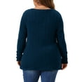 thumbnail image 4 of DARING DIVA Women's Plus Knit Tops V Neck Button Stretch Sweater 4X Navy Blue, 4 of 6