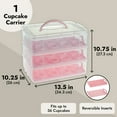 thumbnail image 4 of Juvale 3-Tier Cupcake Carrier - Airtight Plastic Container for Baking - Stackable Cupcake Containers & Removable Trays - Portable Cake Transport Holder - Holds 36, Pink, 13.5"x10.25"x10.75", 4 of 10