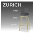 thumbnail image 4 of Silla Alta Terciopelo Gris con Patas Doradas - Banco para Barra Moderno y Elegante Silla Alta para Cocina, Bar y Comedor, 4 of 9