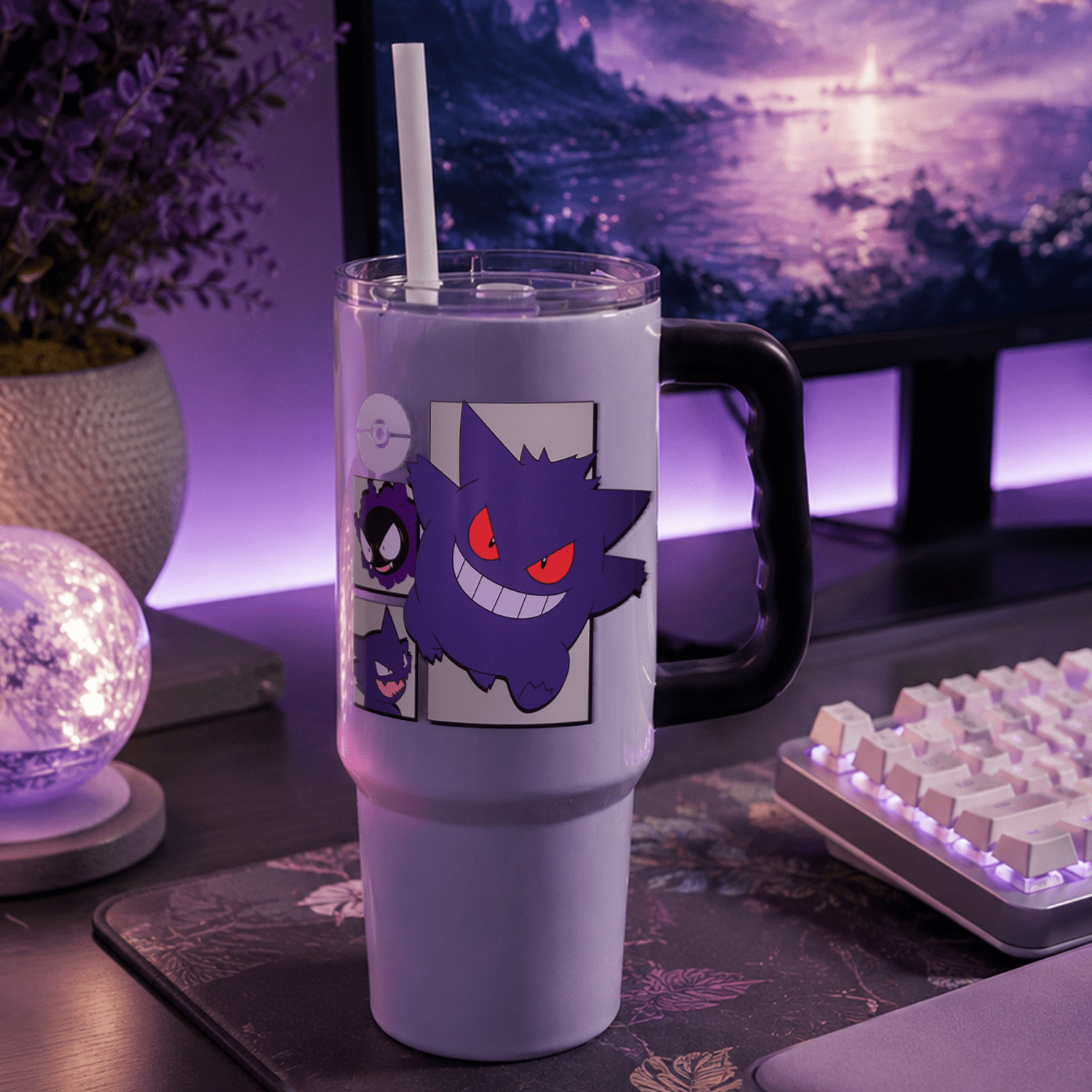 Pokémon Gengar Evolutions 30 fl oz Stainless Steel Tumbler with Handle and Straw