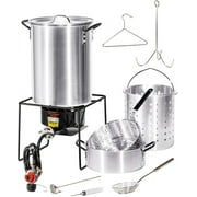 Barton 30 QT Turkey Fish Fryer Propane Boiler Steamer Set 37000 BTU Burner Ideal Outdoor Cooking Set