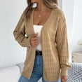 thumbnail image 6 of Wyobums Women's Cardigan Sweaters Fall Long Sleeve Crochet Eyelet Open-Front Cardigan Lightweight Loose Knitted Sweater B-Khaki, 6 of 8