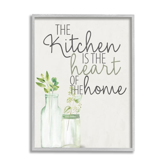 Stupell Industries Kitchen Heart Phrase Food & Beverage Painting Gray Framed Art Print Wall Art, 11 x 14