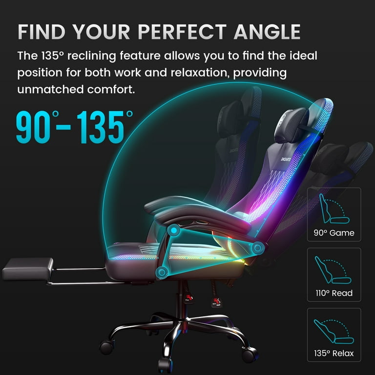 GTRACING, RGB Gaming Chair, Massage, Footrest, Black - Walmart.com