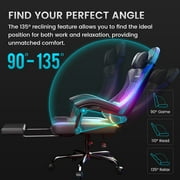 GTRACING RGB Ergonomic Gaming Chair with Massage, LED Lights, Footrest, Lumbar Support, Black