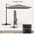 thumbnail image 3 of Costway Patio 9.5FT Square Cantilever Offset Hanging Umbrella 2-Tier 360° Outdoor Gray, 3 of 10