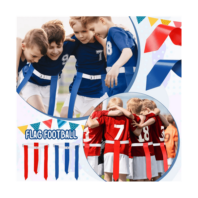 12 Player Adjustable Sliding Flag Football Set, 3 Flags Per Belt, 36 Flags for Adults Players