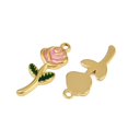 thumbnail image 2 of 304 Stainless Steel Enamel Pendants Ion Plating(IP) Rose Flower Charms Real 18K golden Plated Pink 24x9.5x2mm Hole: 1.5mm, 2 of 3