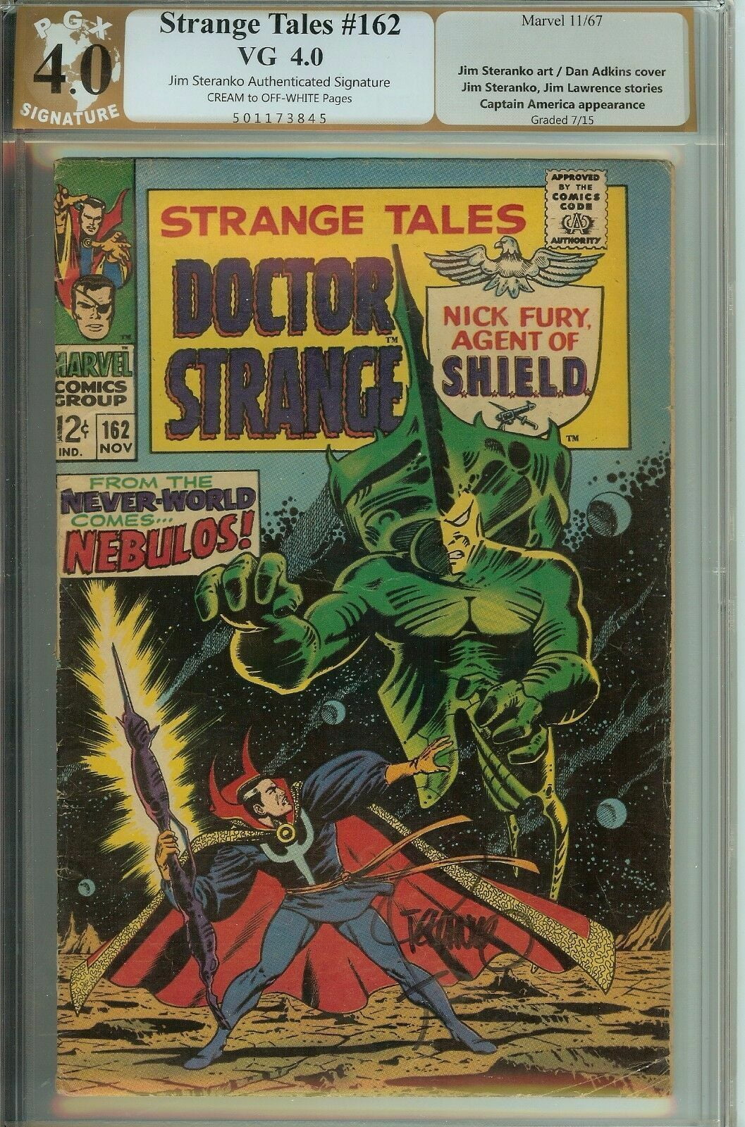 Strange Tales #162 Signed Jim Steranko PGX 4.0