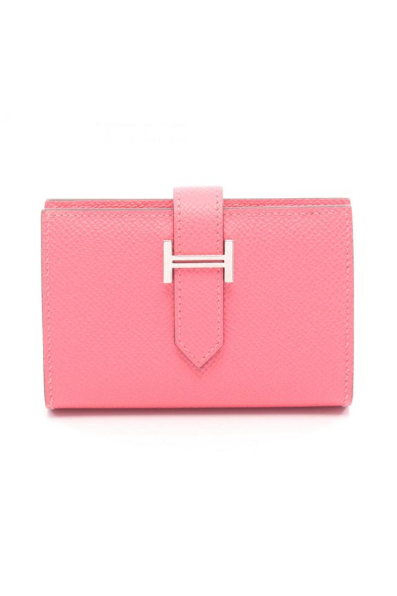 Pre-Owned Hermes Bearn Mini Business Card Holder/Card Case, Leather, Veau Epsom, Pink, Women's...