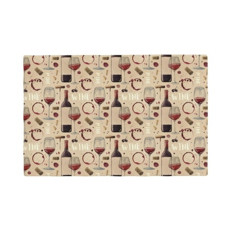 

Table Placemats Set of 6 - Wine Glasses 12x18 In Faux Linen Double Heat Resistant Place Mats Cloth Indoor/Outdoor Placemats Washable Table Mats for Dining Kitchen Party