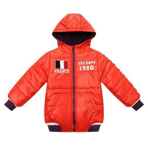 Richie House Little Boys Orange Patriotic Embroidered Padding Jacket 3/4