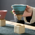 thumbnail image 4 of Ceramic Mini Espresso Cups，Coarse Pottery Espresso Cup Creative Tea Cup with Base，6.7oz Cone Funnel Coffee Cup，For Any Kitchen or Cafe, 4 of 9