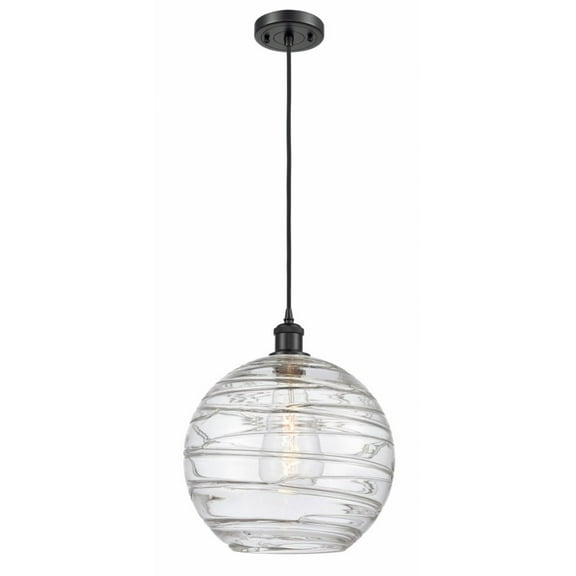 516-1P-BK-G1213-12-LED-Innovations Lighting-X-Large Deco Swirl-3.5W 1 LED Mini Pendant in Industrial Style-12 Inches Wide by 15 Inches High   Matte