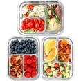 thumbnail image 1 of Recipientes de vidrio para preparación de comidas FIT Strong & Healthy, 960 ml (paquete de 3), 1 of 9