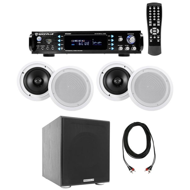 (4) Ceiling Speaker System+Bluetooth Amp/Receiver+Subwoofer 4