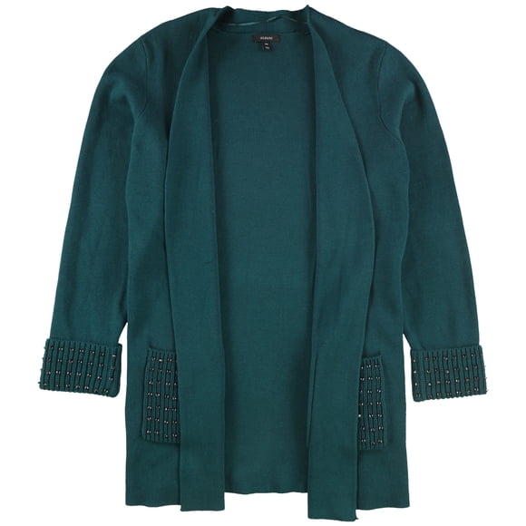 Alfani Womens Embellished Cardigan Sweater, Green, Large