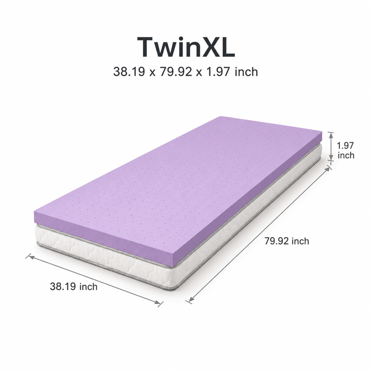 Alvantor 2 Inch Gel Memory Foam Mattress Topper, Ventilated Soft Pressure Relieve Mattress Pad, Breathable Bed Topper, Home Essential, Suitable for All Ages, Purple