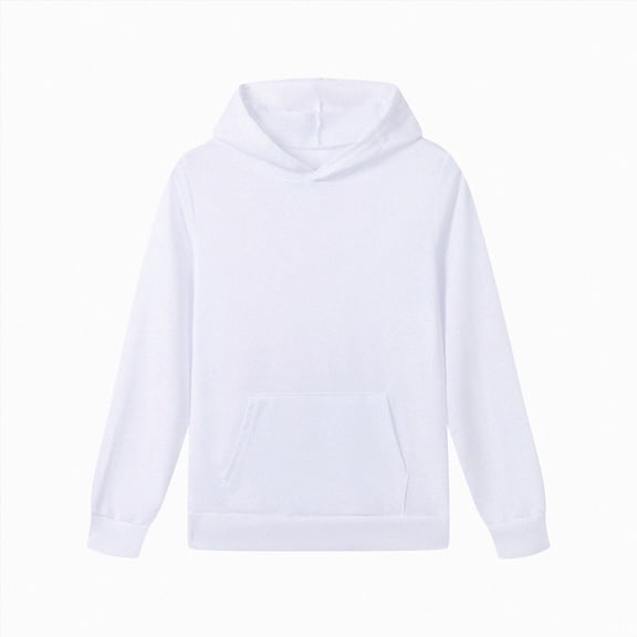 kmaduk Boys Pullover Hoodies Soft Solid Classic Pull-On Hooded Sweatshirts for Kids (3-14 Years) (White, 9-10 Years)