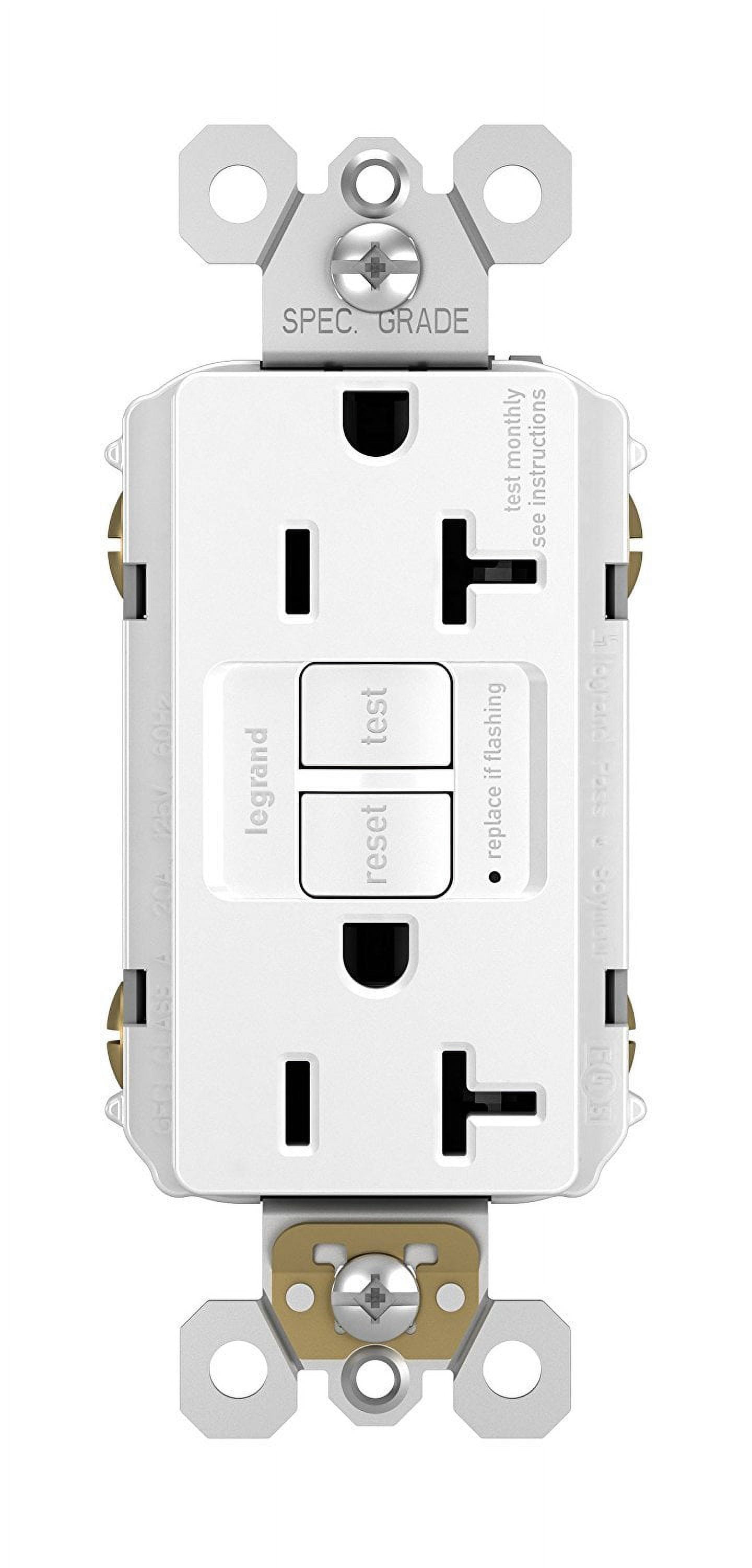 Legrand 2097WCCD12 Pass & Seymour GFCI Outlet, Heavy Duty, 20A, White - Quantity 1