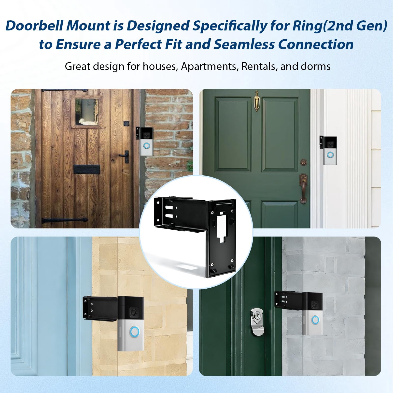 Stainless Steel Doorbell Mount for Ri-ng(2nd Gen), Doorbell Extender Mount, Adjustable 3.5" to 5.9"