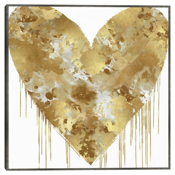 Big Hearted Gold and White by Lindsay Rodgers Framed Canvas Art Print