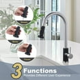 thumbnail image 4 of WOWOW Kitchen sink faucet, Black and Nickel kitchen faucet with pull-down spray, 360 degree rotating sprinkler, three spraying modes, pull-down faucet, stainless steel, single handle, high arc, 4 of 7
