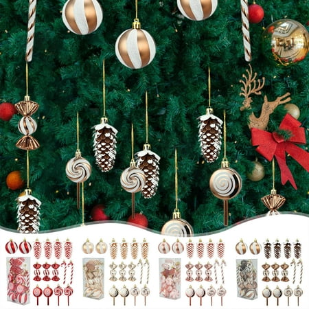 15 Piece Christmas Baubles Set with Festive Fawn Designs Shatterproof Ornaments for Indoor Holiday Tree Decorating and Seasonal Party Accents FAJHHA | A