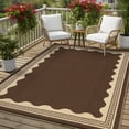 thumbnail image 6 of Garvee Outdoor Rug 9x12ft Modern Bordered Reversible Plastic Straw Rug, Waterproof RV Camping Rug Foldable Patio Rug for Deck Porch Balcony Backyard Picnic Beach, Brown, 6 of 9