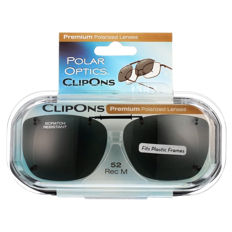 Polar Optics Clip-On Rectangle Sunglasses, Black photo 1