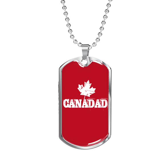 Canadad Dog Tag Necklace Stainless Steel 24" Chain Silver Tone or Gold Tone