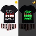 thumbnail image 2 of Pijama familiar a juego de Navidad, luminoso, brillante, colgante con My Gnomies, negro, corto, conjunto de pijamas, 2 of 4