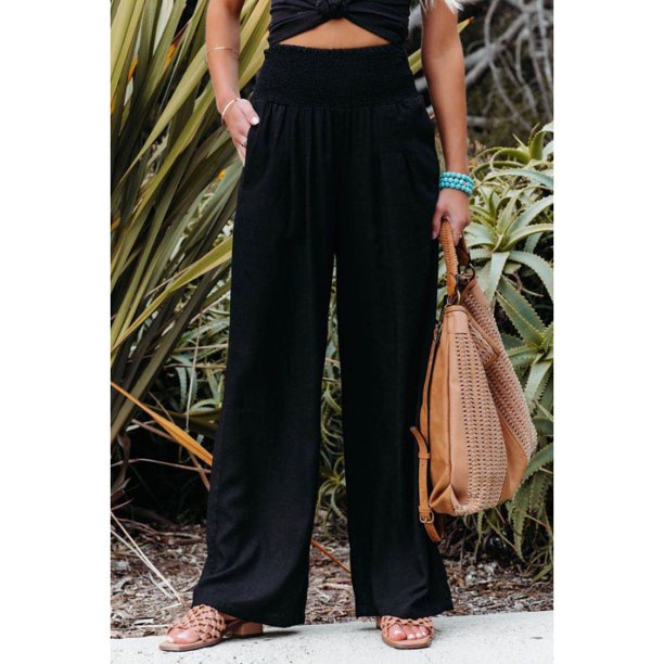 Pantalones anchos de mujer de talla grande de algodón y lino para primavera y verano, pantalones largos casuales con cintura elástica, versátiles
