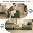 thumbnail image 5 of Renwick2-in-1 Convertible Chair Bed Folding Sleep Chair Chenille Couch with Armrests Plush Bean Bag Chair for Living Room, Green, 5 of 10