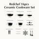 thumbnail image 2 of Juego de utensilios de cocina Redchef, ollas y sartenes de cerámica, 16 piezas, antiadherentes, 2 of 9