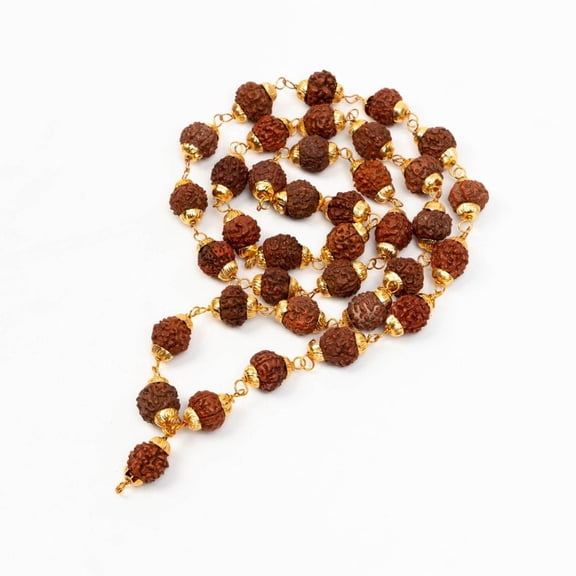 Navratan Gems Rudraksha Mala Necklace – Natural Beads for Meditation & Healing | Unique Gift