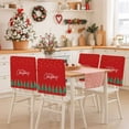 thumbnail image 2 of Merry Christmas Chair Covers Set of 8 Green Tree Star Red Background Chair Back Covers Stretch Removable Washable Slipcovers Protector for Dining Room Kitchen Party Decor, 2 of 5