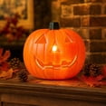 thumbnail image 4 of Pumpkins for Decorating,Pumpkin Lanterns,Light Up Halloween Pumpkin Lamp,Waterproof Battery Operated Warm White LED Jack O Lantern for Indoor Outdoor Holiday Decor(Orange-C 8in), 4 of 6