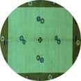 thumbnail image 1 of Ahgly Company Indoor Round Abstract Turquoise Blue Modern Area Rugs, 8' Round, 1 of 4