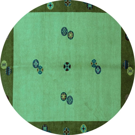 Ahgly Company Indoor Round Abstract Turquoise Blue Modern Area Rugs, 8' Round