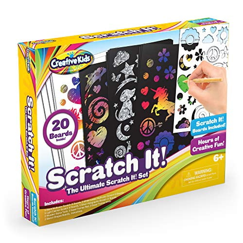 Creative Kids Scratch Paper Arts and Crafts Kit for Kids Gifts Ages 6-12 - Scratchboard Stylus Frames - Rainbow Unicorn Home Activity for Boys & Girls Birthday Christmas Present for Children Ages 6+