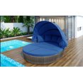 thumbnail image 2 of xCloud GO Outdoor Rattan Daybed Sunbed with Retractable Canopy, Round Sectional Sofa Set in Gray Wicker, Blue Washable Cushions, Clamshell Seating for Backyard & Porch, 250 lbs/Seat, 2 of 15