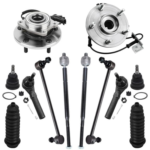 Detroit Axle - 12pc Front Suspension Kit for 2012-2018 Dodge Grand Caravan Chrysler Town & Country Ram C/V, 2 Wheel Bearing Hubs 4 Inner Outer Tie Rods 2 Lower Ball Joints 2 Sway Bars 2 Boots
