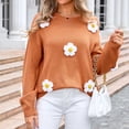 thumbnail image 5 of Nmnitkp Sweaters for Women Soft and Comfortable Women Long Sleeve Large Round-Neck Button Down Sweater Casual Ribbed Loose Knit Sweater Casual Relaxed Fit Pullover Jumper, 5 of 8