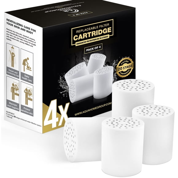 Cartucho de filtro de repuesto para ducha AquaHomeGroup, paquete de 4