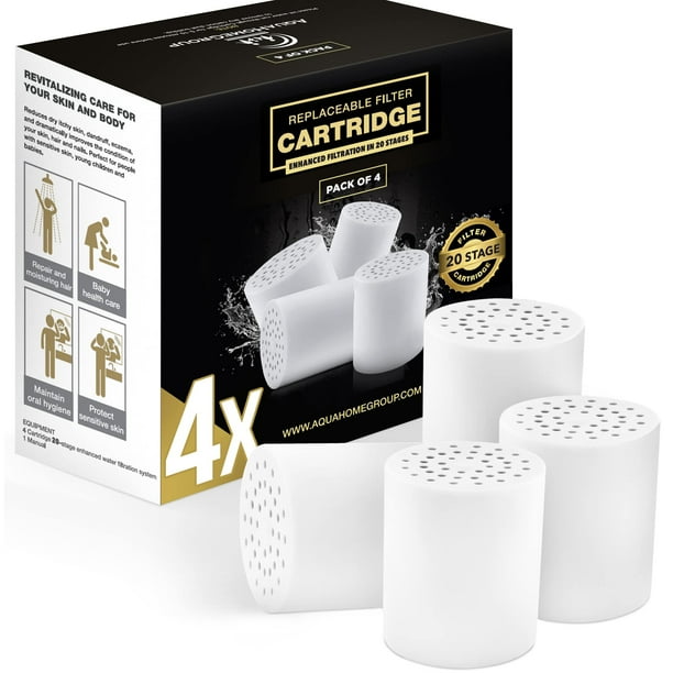 Cartucho de filtro de repuesto para ducha AquaHomeGroup, paquete de 4