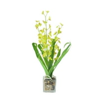 23.5" Potted Artificial Yellow Dancing Lady Orchid Silk Flower Plant
