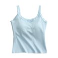 thumbnail image 2 of Fanxing Crop Tank Top for Women Basic Solid Spaghetti Strap Camisole Cotton Sleeveless Bralette Blue,S, 2 of 8