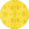thumbnail image 1 of Ahgly Company Machine Washable Indoor Round Oriental Yellow Traditional Area Rugs, 7' Round, 1 of 4
